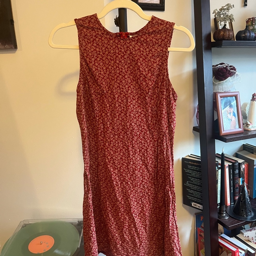 Loft Red Patterned Mini Dress - image 1